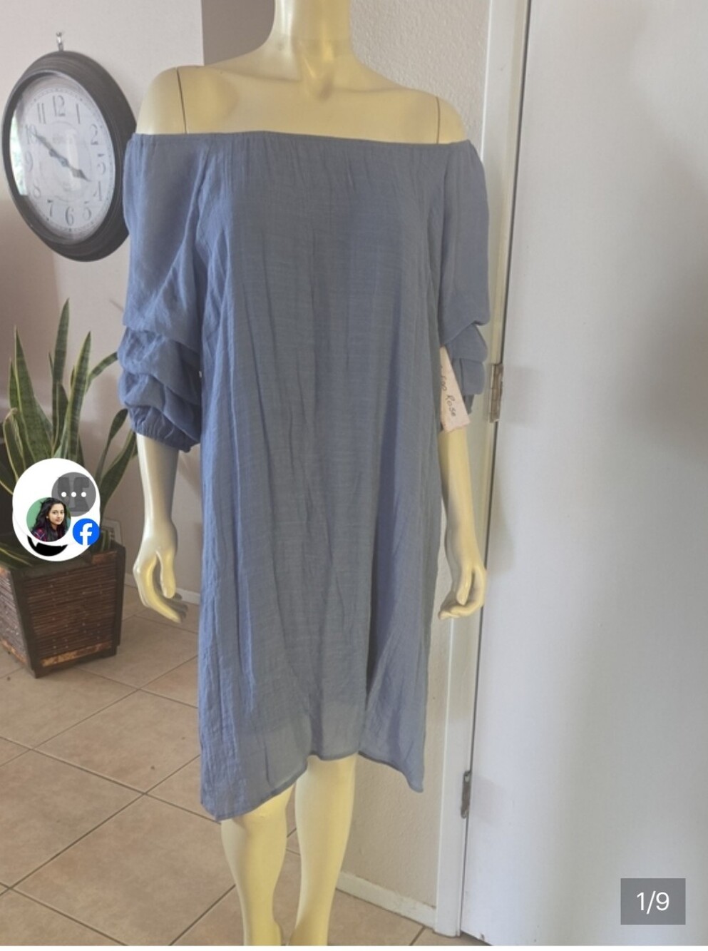 Women's Off-Shoulder Midi Dress in Dusty Blue - Picture 4 of 11
